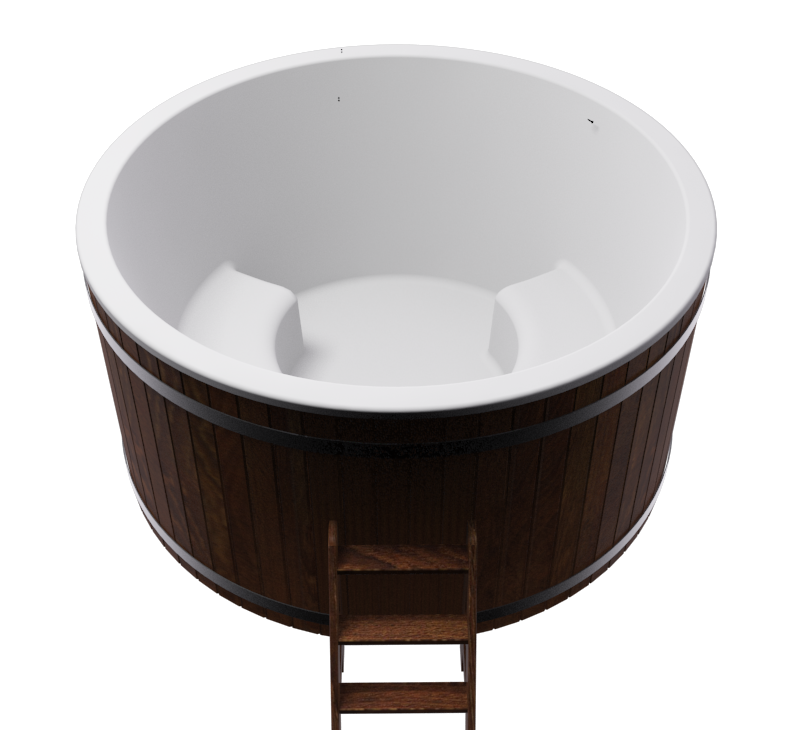 Купель композитная круглая из термоясеня Премиум с печью 40 кВт, изображение 3